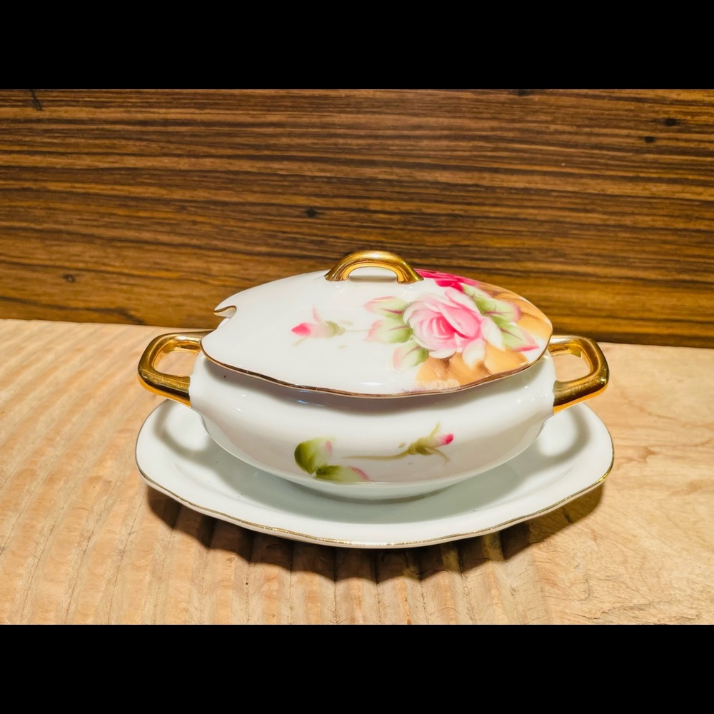 Vintage Lefton China Rose Pattern Covered Dish❤️ - Picture 9 of 12